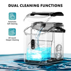 EUHOMY Auto-Cleaning 10'' Nugget Ice Countertop Ice Maker with Handle Includes 2 Bottles of Cleaner - Euhomy