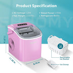 EUHOMY 12'' Pink Ultra Quieter Bullet Ice Portable Ice Maker with Handle Includes 2 Bottles of Cleaner - Euhomy