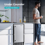 EUHOMY Commercial Under Counter Nugget Ice Maker Machine Includes 2 Bottles of Cleaner - Euhomy