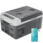 EUHOMY 12V Portable Car Refrigerator, 10L, Single Zone, APP Control, Brown & Gray – Compact Fridge & Freezer for Camping & Travel