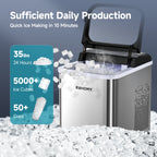 EUHOMY Pearl U1 Portable Nugget Ice Maker Countertop - 35Lbs/24H, 8 Mins Fast Chewable Clear Ice, Self-Cleaning